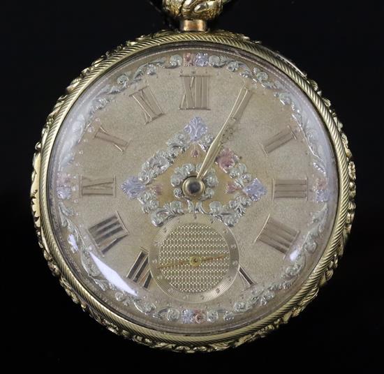 Joseph Johnson, Liverpool, a George III 18ct three-colour gold open-face keywind lever pocket watch, No. 4727,